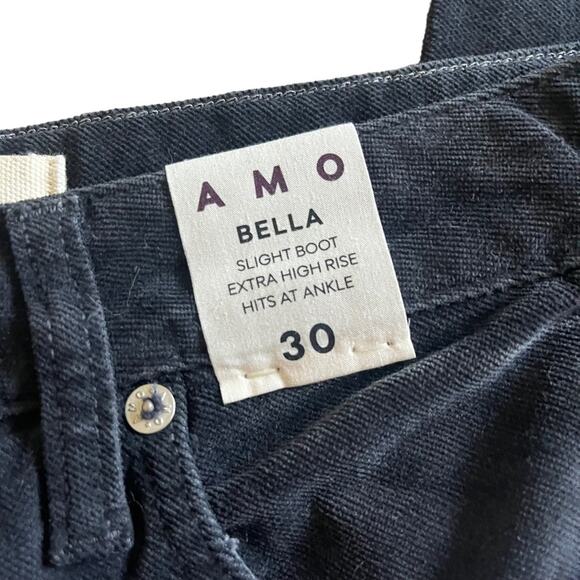 AMO | NWT Anthropologie Bella Slight Boot Cut High Rise Velveteen Pants Black 30 - Picture 7 of 12
